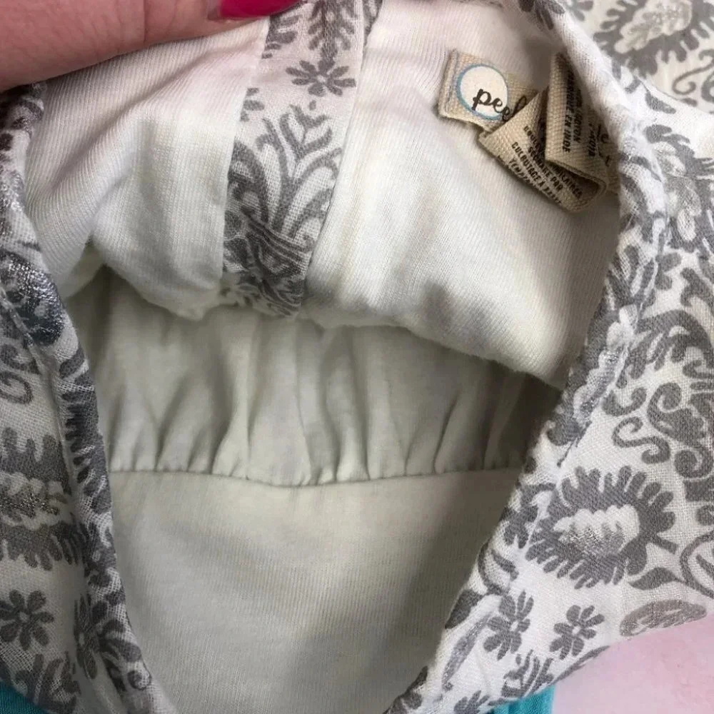 Peek Little‎ Peanut blouse long sleeve gray paisley print metallic 6-12 months